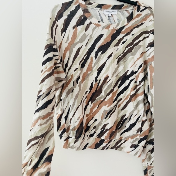 Michael Stars lightweight cream olive brown and black sweater sz L - Picture 5 of 7